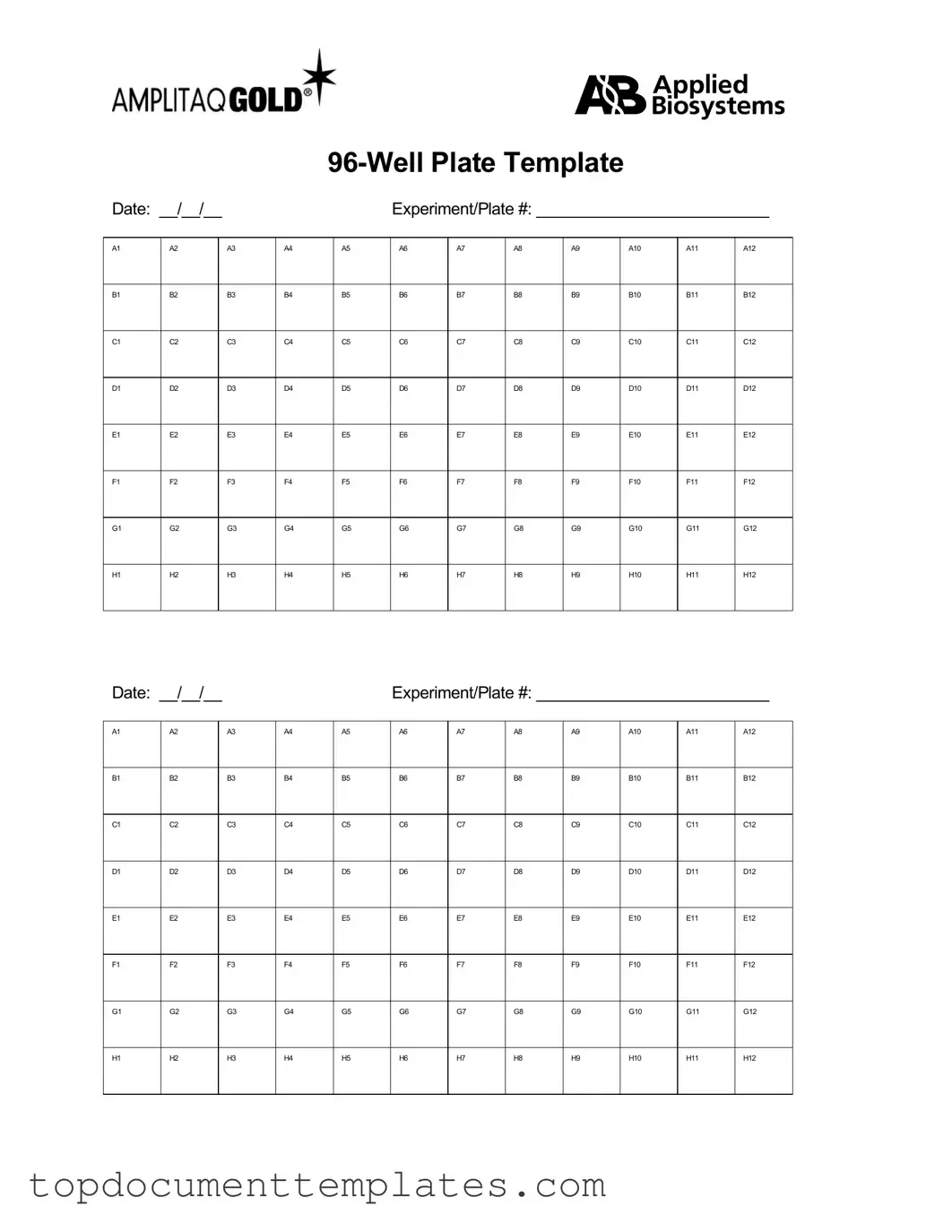 Blank 96 Well PDF Form