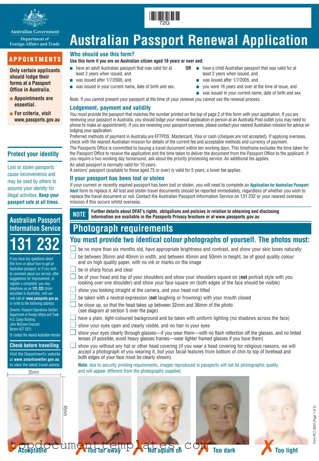 Blank Australian Passport Renewal PDF Form