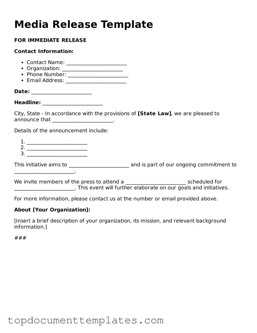 Official Media Release Template