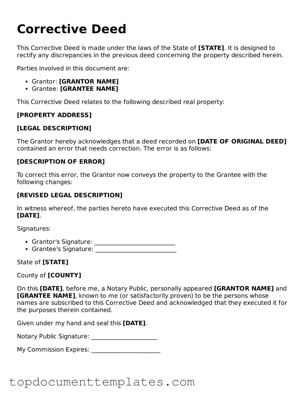 Official Corrective Deed Template