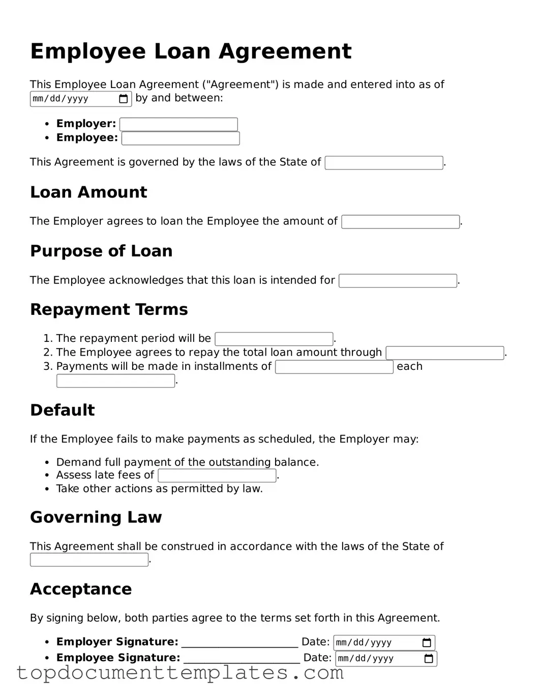 Official Employee Loan Agreement Template