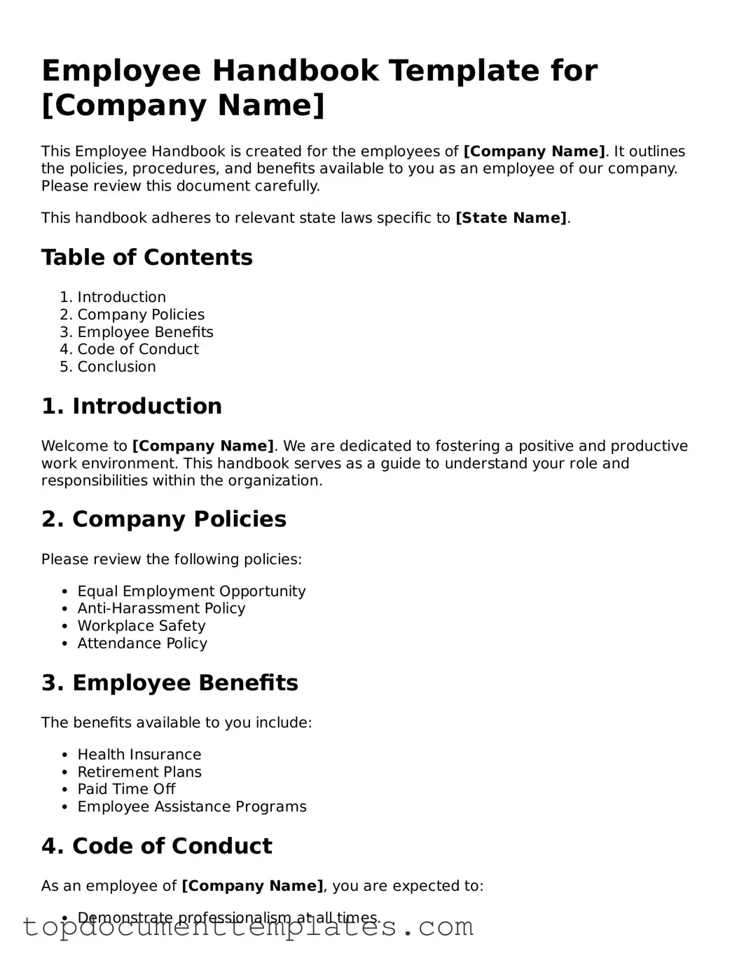Official Employee Handbook Template