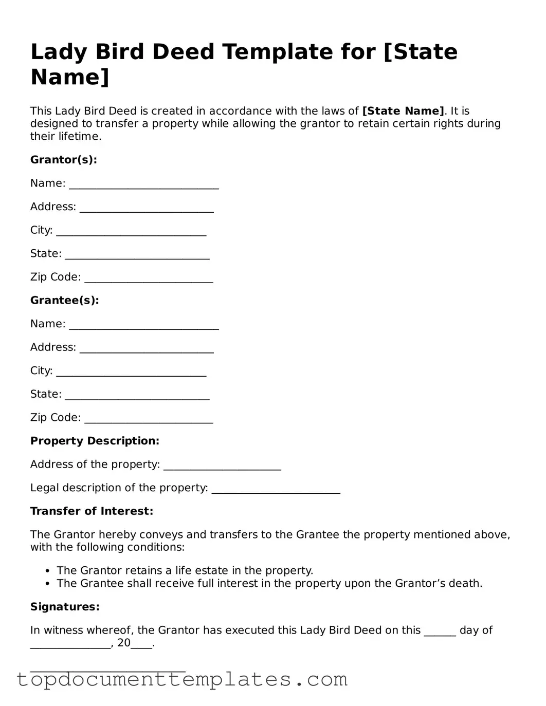 Official Lady Bird Deed Template