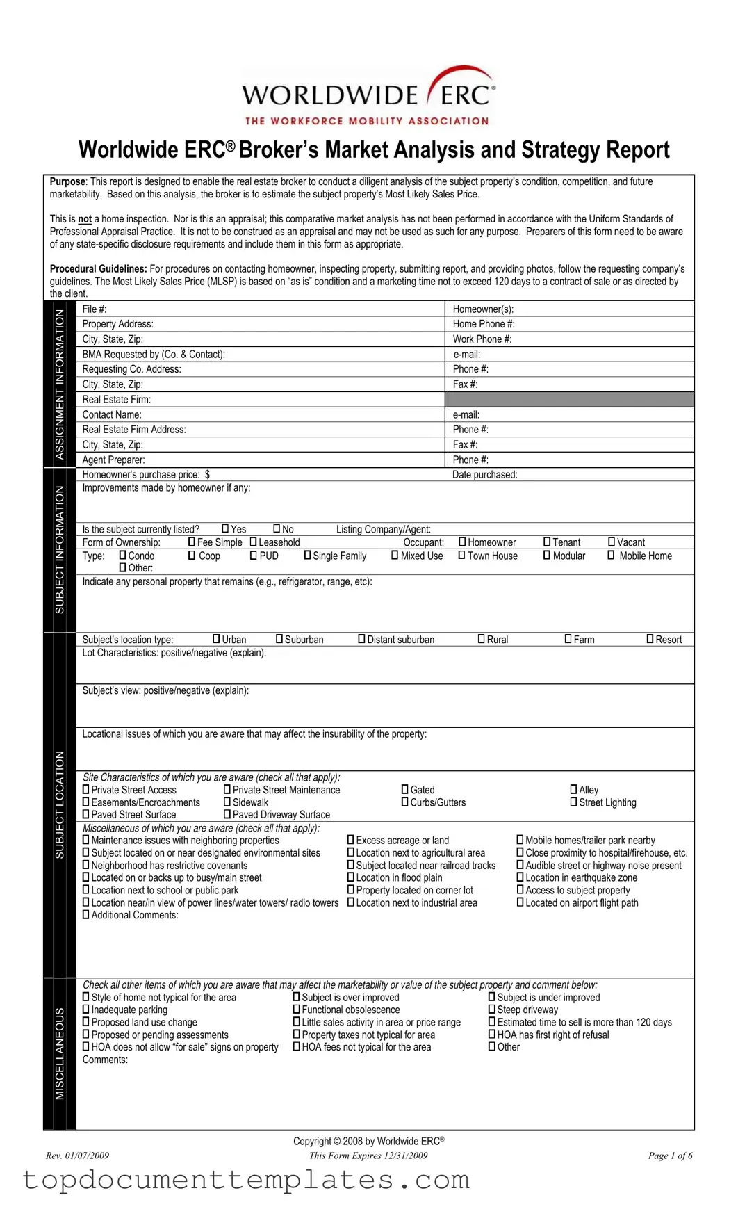Blank Erc Broker Market Analysis PDF Form