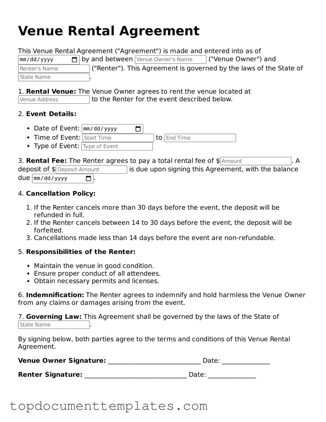 Official Venue Rental Agreement Template