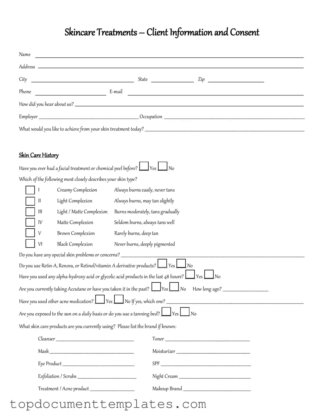 Blank Facial Consent PDF Form