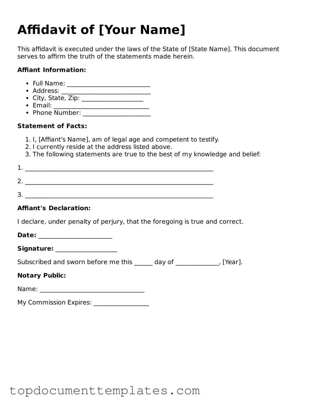Official Affidavit Template