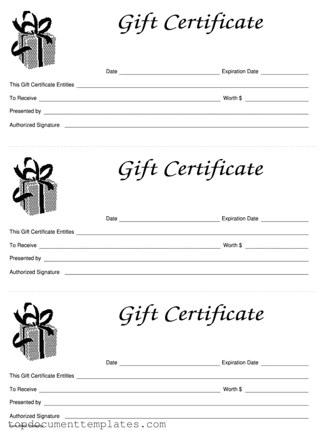 Blank Gift Certificate PDF Form