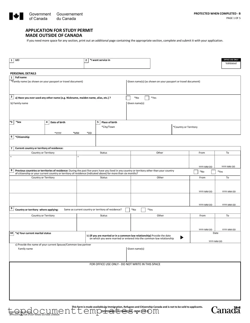 Blank Imm 1294 PDF Form
