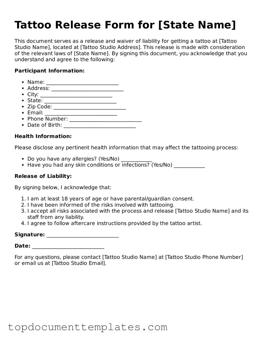 Official Tattoo Release Template
