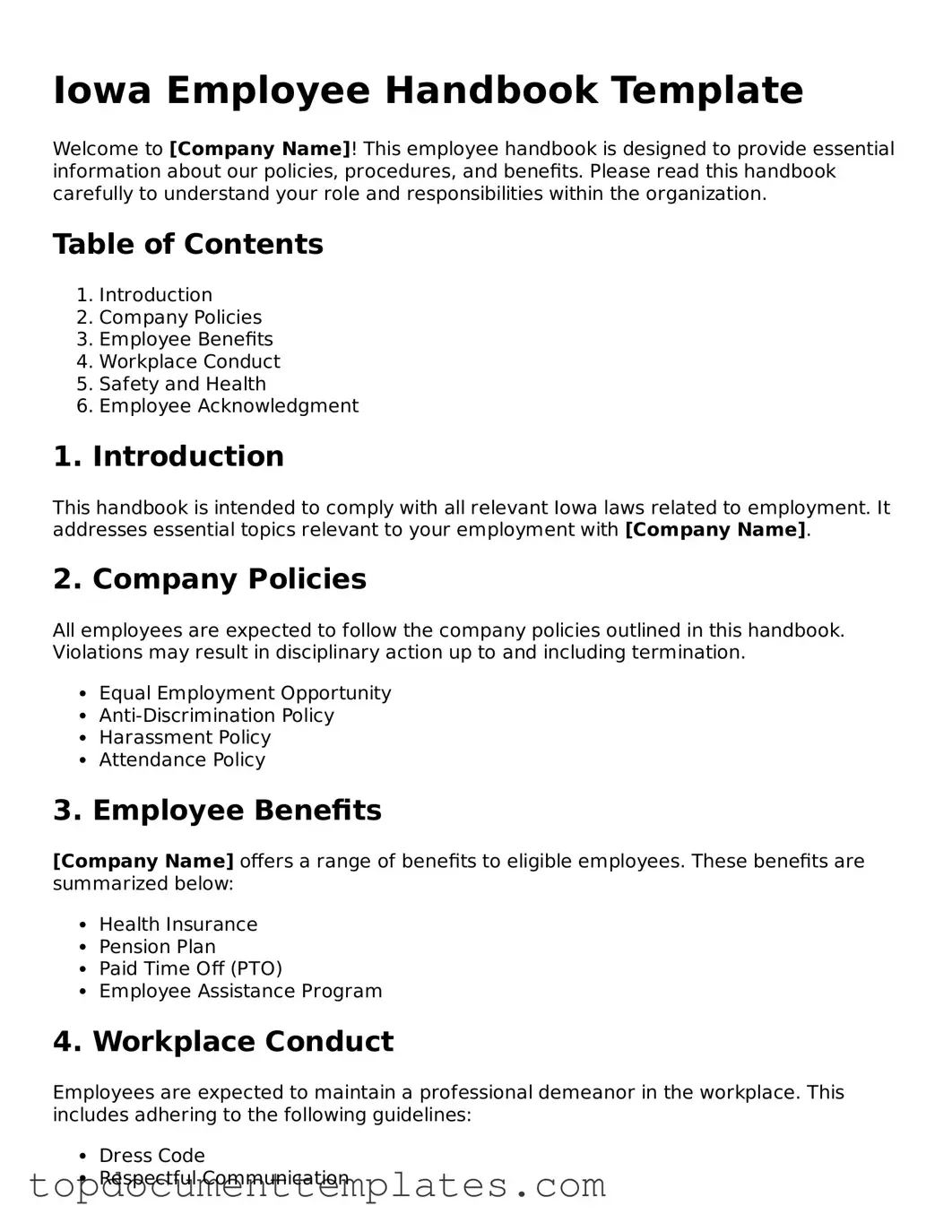Valid Employee Handbook Form for Iowa State