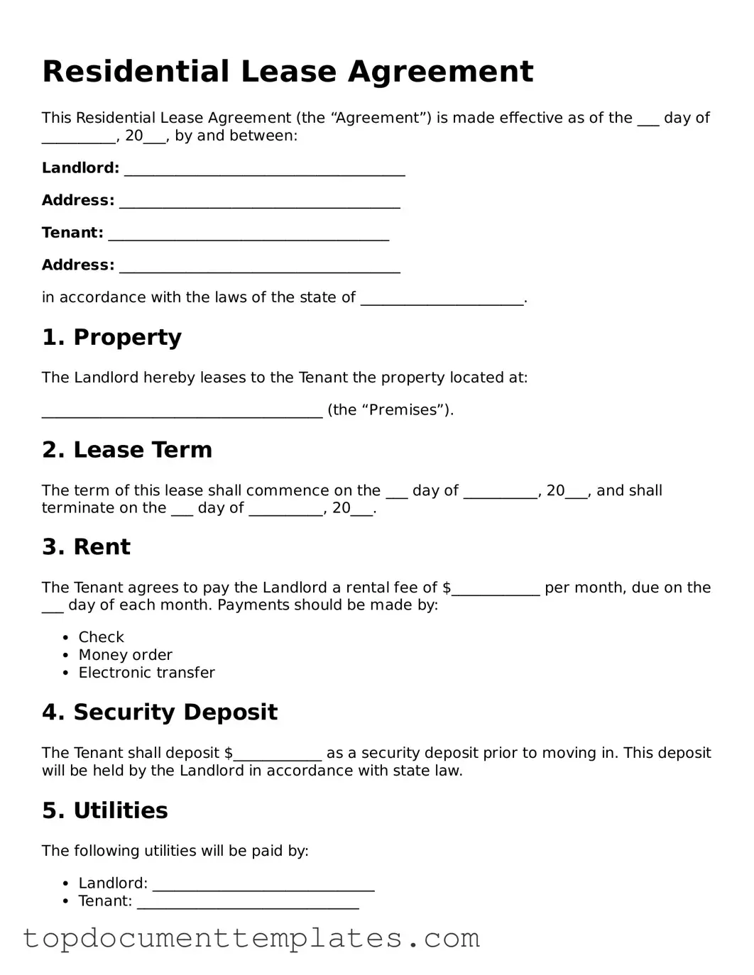 Official Lease Agreement Template