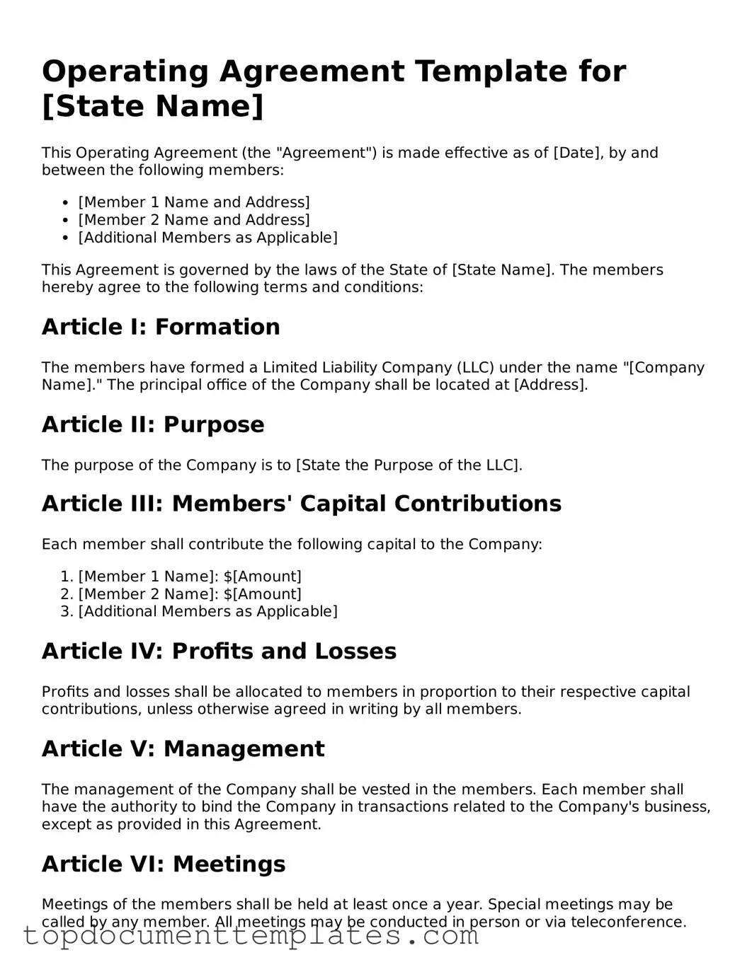 Official Operating Agreement Template