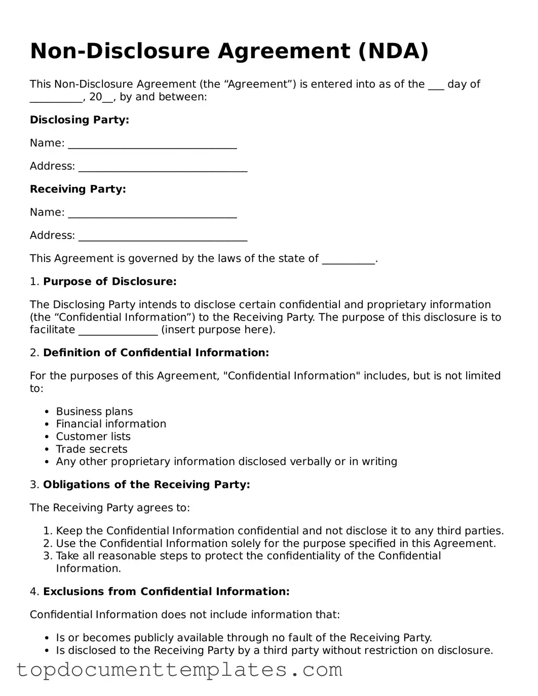 Official Non-disclosure Agreement Template