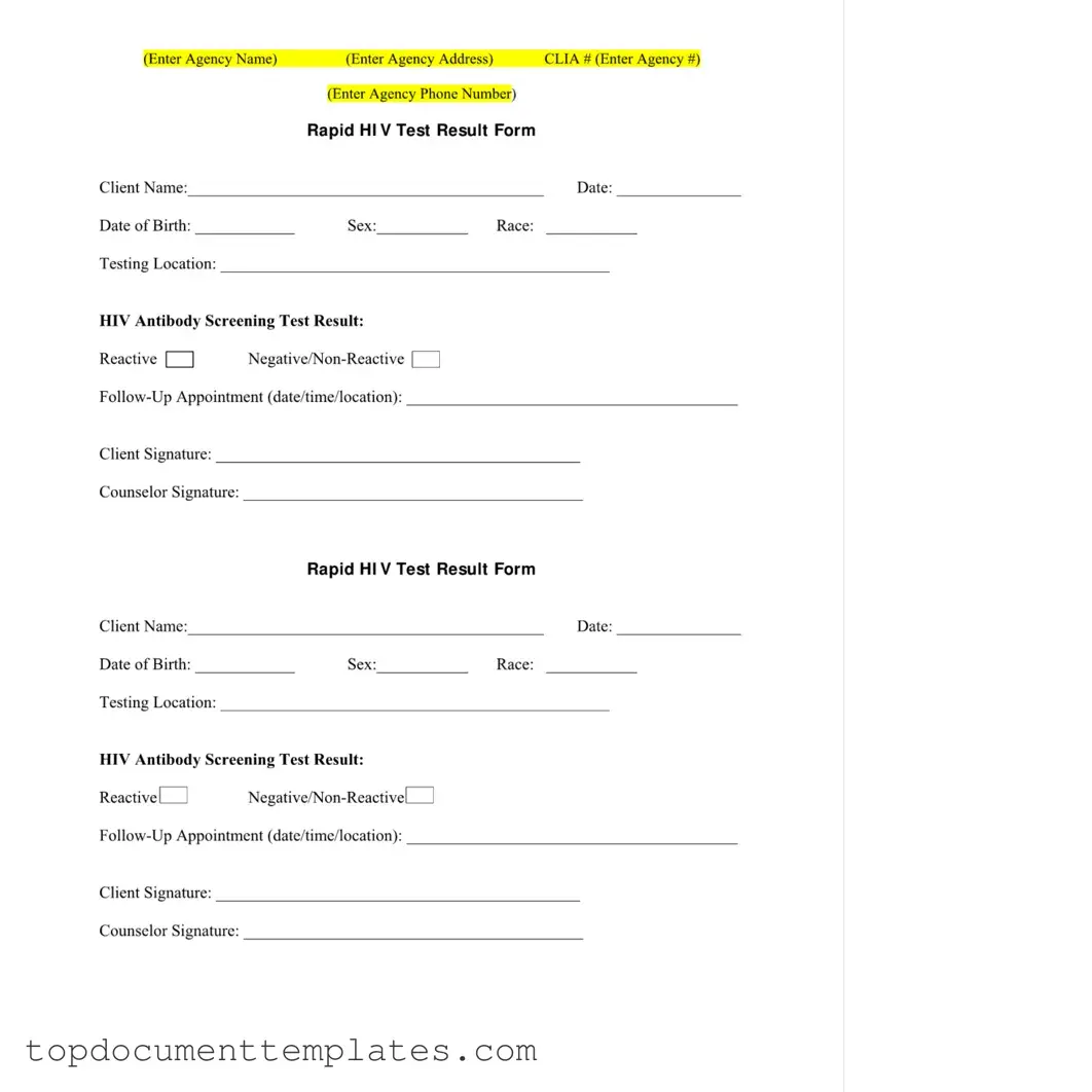 Blank Negative Hiv Test PDF Form