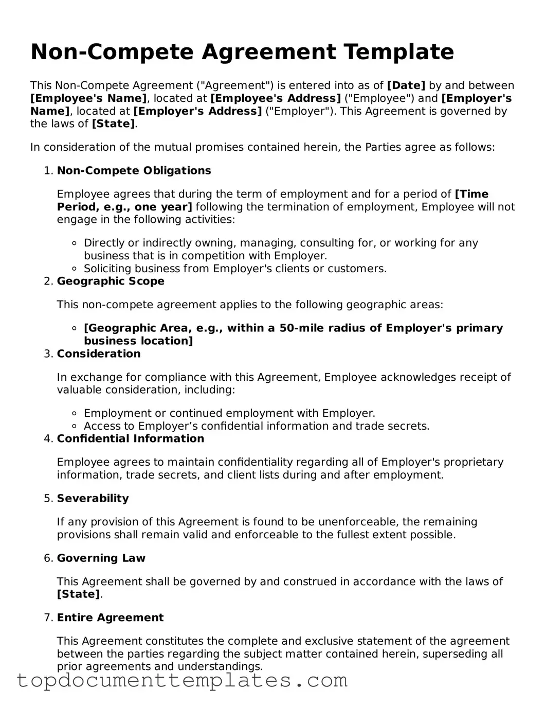 Official Non-compete Agreement Template