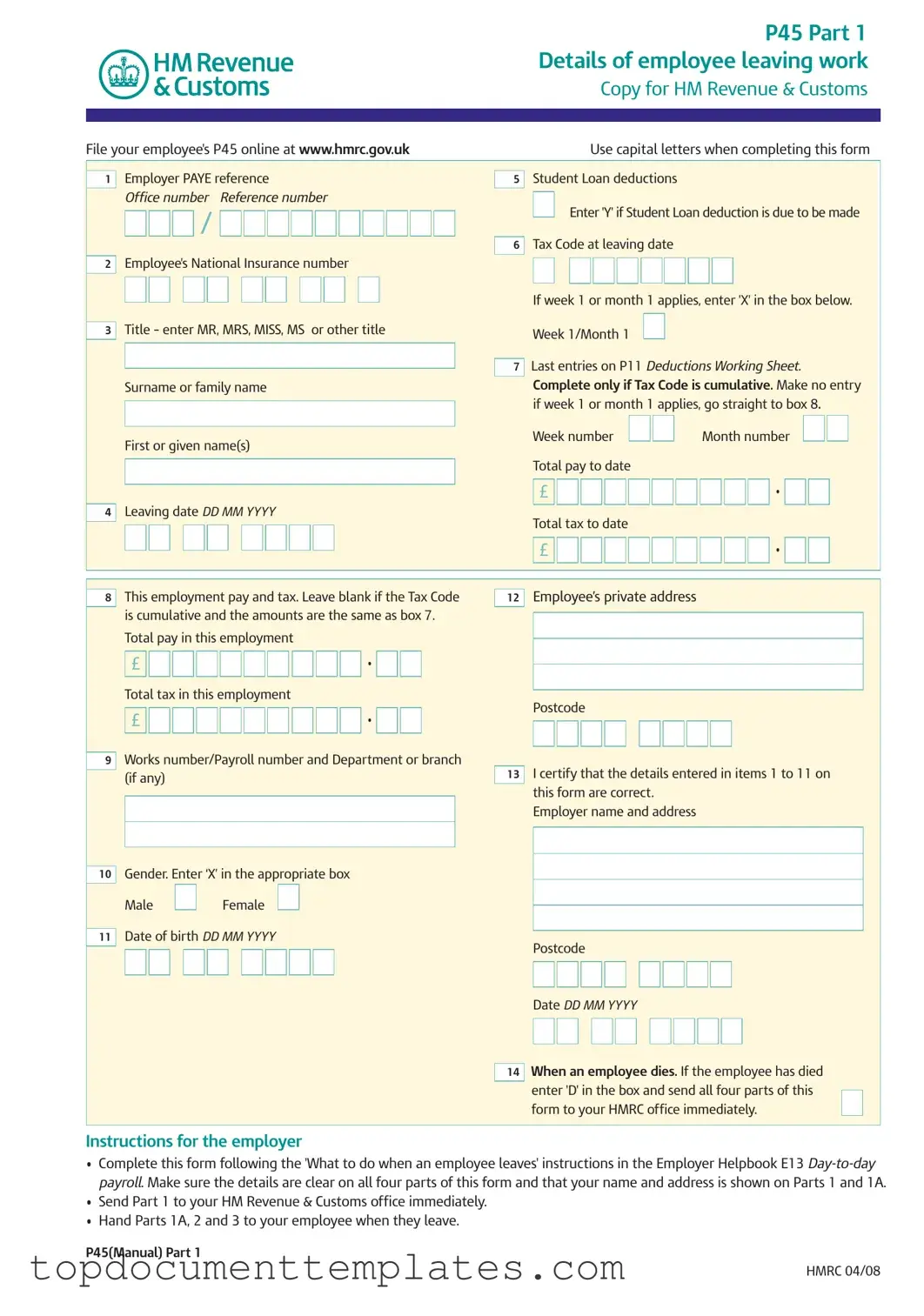 Blank P 45 It PDF Form