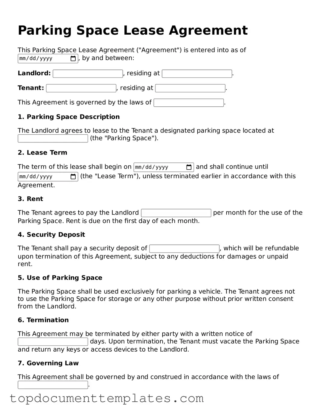 Official Parking Space Lease Agreement Template