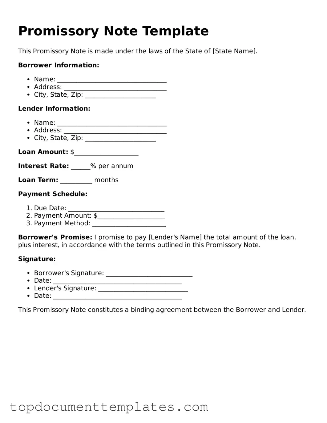 Official Promissory Note Template