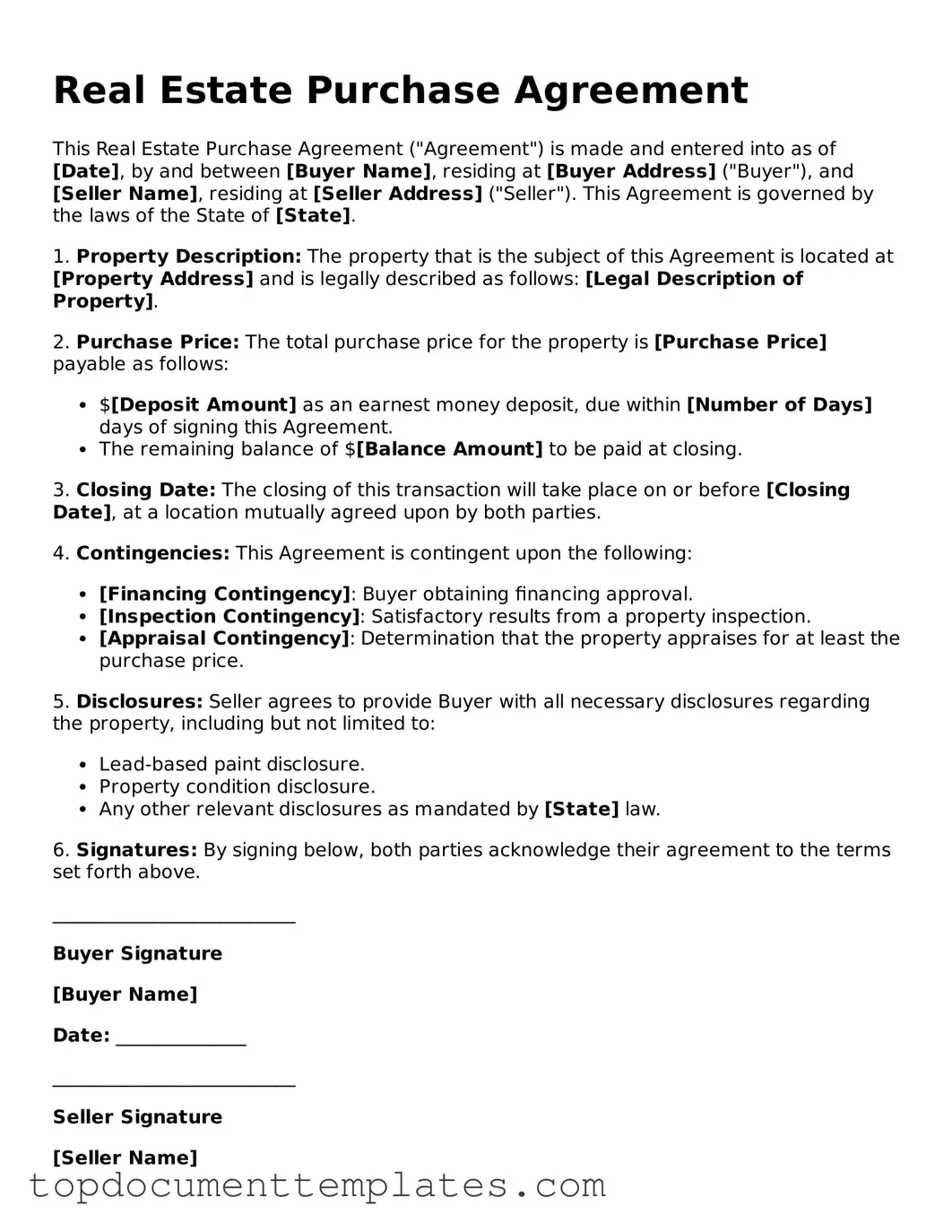Official Real Estate Purchase Agreement Template