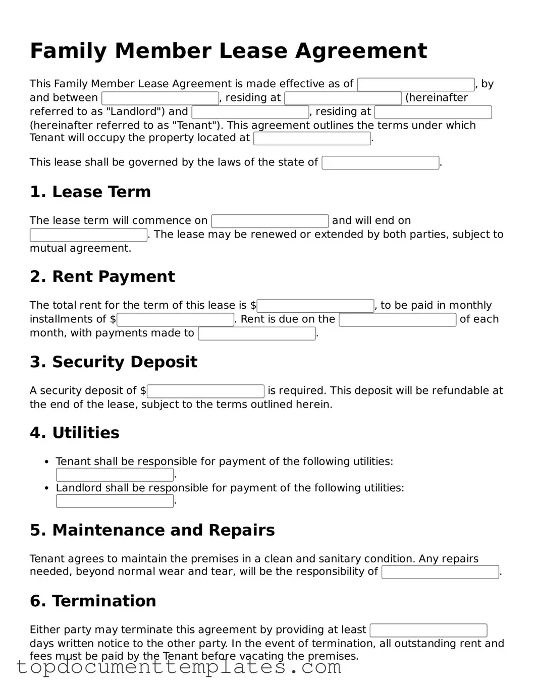Official Family Member Lease Agreement Template