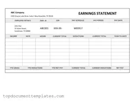 Blank Independent Contractor Pay Stub PDF Form