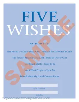 Blank 5 Wishes Document PDF Form