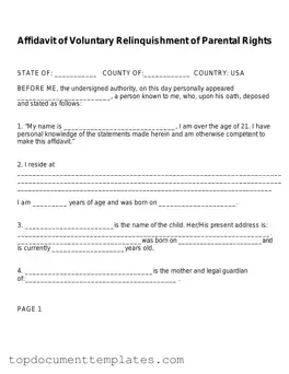 Blank Affidavit Parental Rights PDF Form