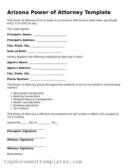 Valid Power of Attorney Form for Arizona State