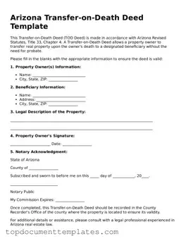 Valid Transfer-on-Death Deed Form for Arizona State