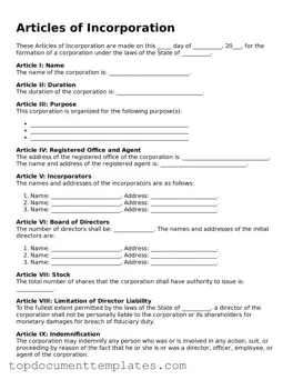Official Articles of Incorporation Template