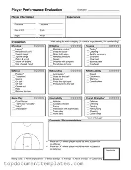 Blank Basketball Evaluation PDF Form