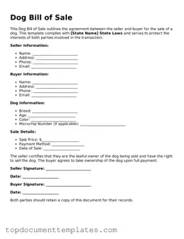 Official Dog Bill of Sale Template