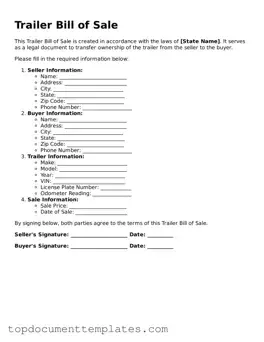 Official Trailer Bill of Sale Template