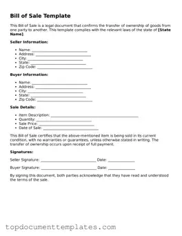 Official Bill of Sale Template