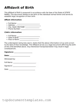 Official Affidavit of Birth Template