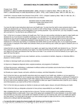 Blank California Advanced Health Care Directive PDF Form
