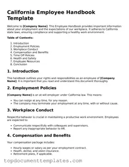 Valid Employee Handbook Form for California State