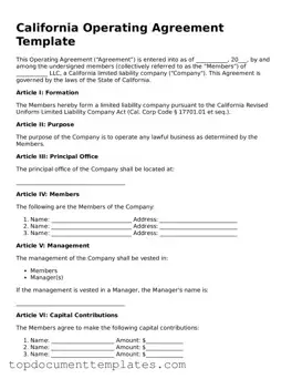 Valid Operating Agreement Form for California State