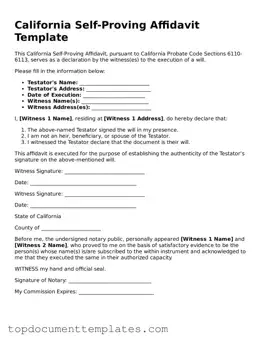 Valid Self-Proving Affidavit Form for California State