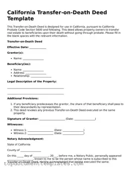 Valid Transfer-on-Death Deed Form for California State