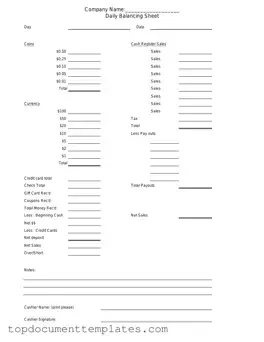 Blank Cash Drawer Count Sheet PDF Form