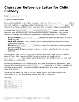 Official Character Reference Letter for Child Custody Template