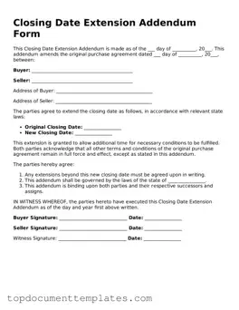 Official Closing Date Extension Addendum Form Template