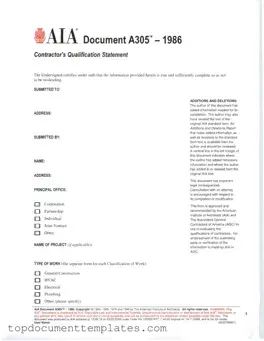 Blank AIA A305 PDF Form