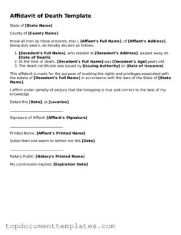 Official Affidavit of Death Template