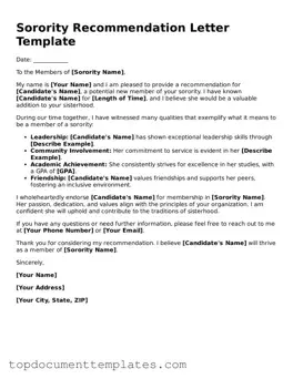 Official Sorority Recommendation Letter Template