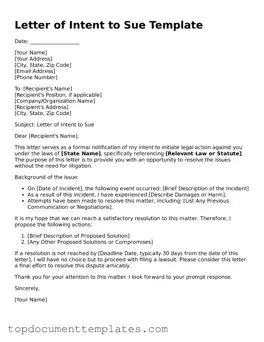 Official Letter of Intent to Sue Template