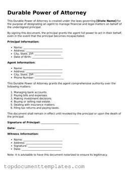 Official Durable Power of Attorney Template