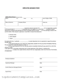 Blank Employee Advance PDF Form